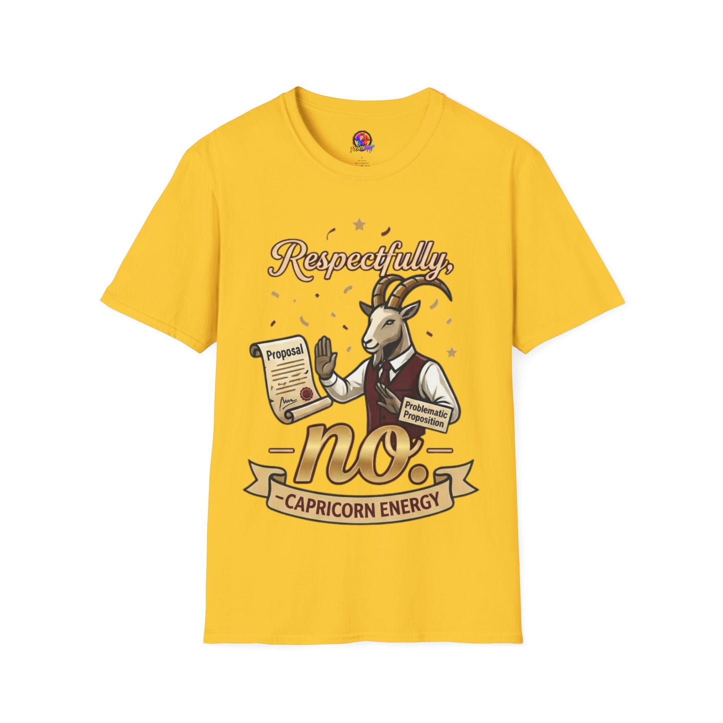 T-Shirt — "Respectfully, No" Capricorn Goat Proposal Funny Zodiac Tee