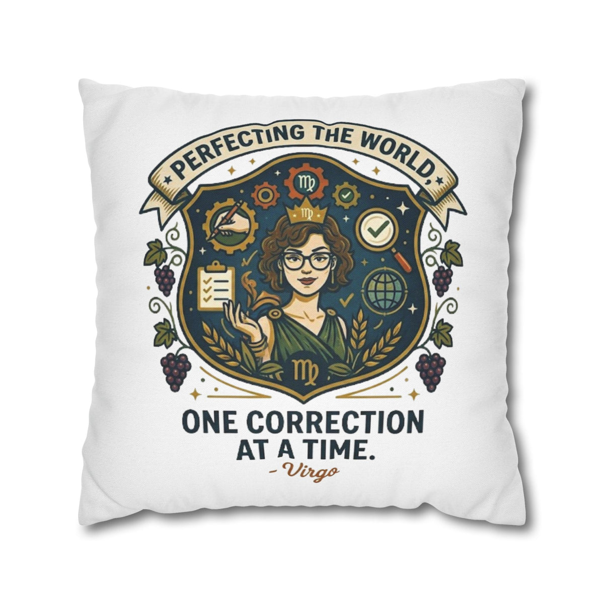Virgo Pillow Cover pillowcase — "Perfecting the World One Correction at a Time" Decorative Cushion Case