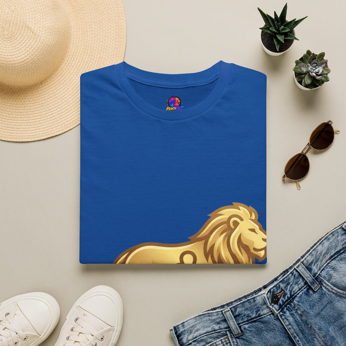Leo Zodiac Lion T-Shirt — Gold Astrology Tee for Leo Birthdays & Zodiac Fans