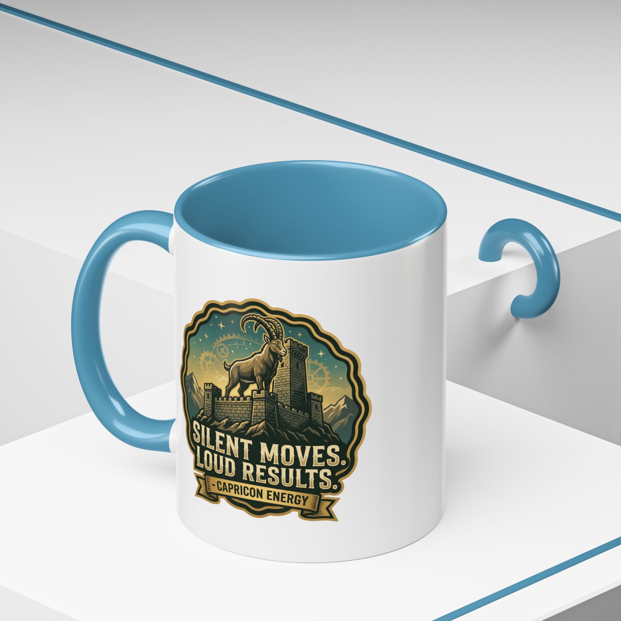 Capricorn Coffee Mug - "Silent Moves. Loud Results." Zodiac Goat Accent Mug