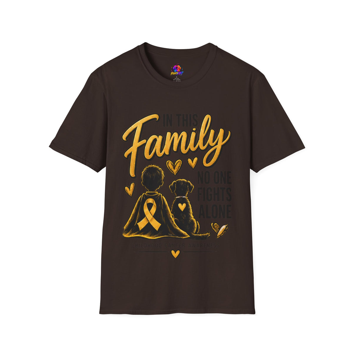 Childhood Cancer Awareness T-Shirt — "In This Family No One Fights Alone"