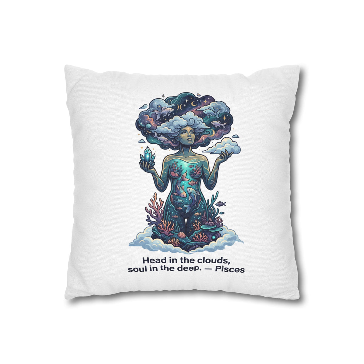 Pisces Zodiac Pillowcase – "Head in the clouds, soul in the deep" Decorative Throw Pillow