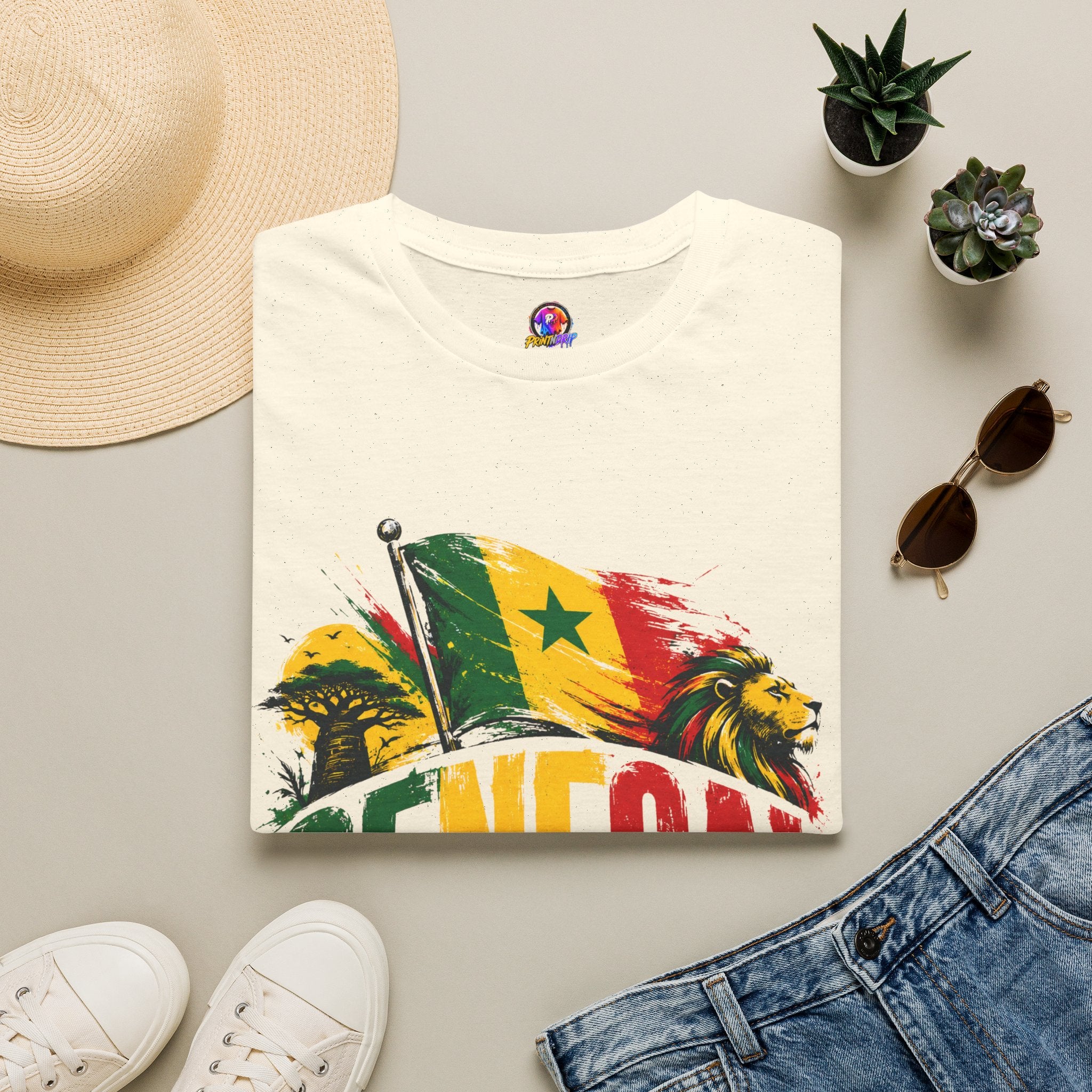 Senegal Flag Soccer T-Shirt — Lion & Football Pride Tee