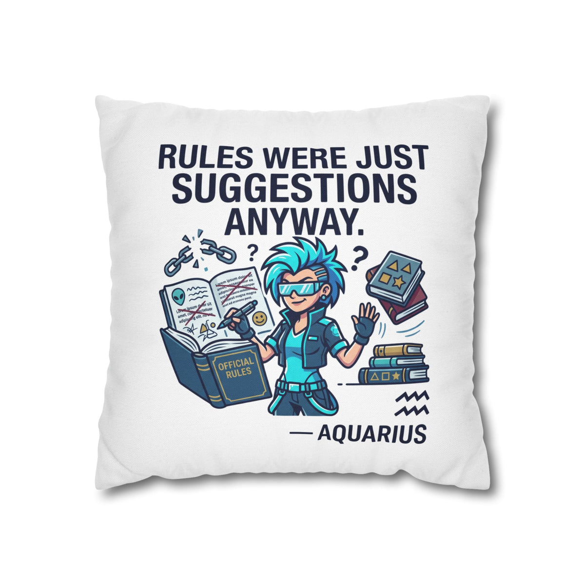 Aquarius Zodiac Spun Polyester Square Pillowcase