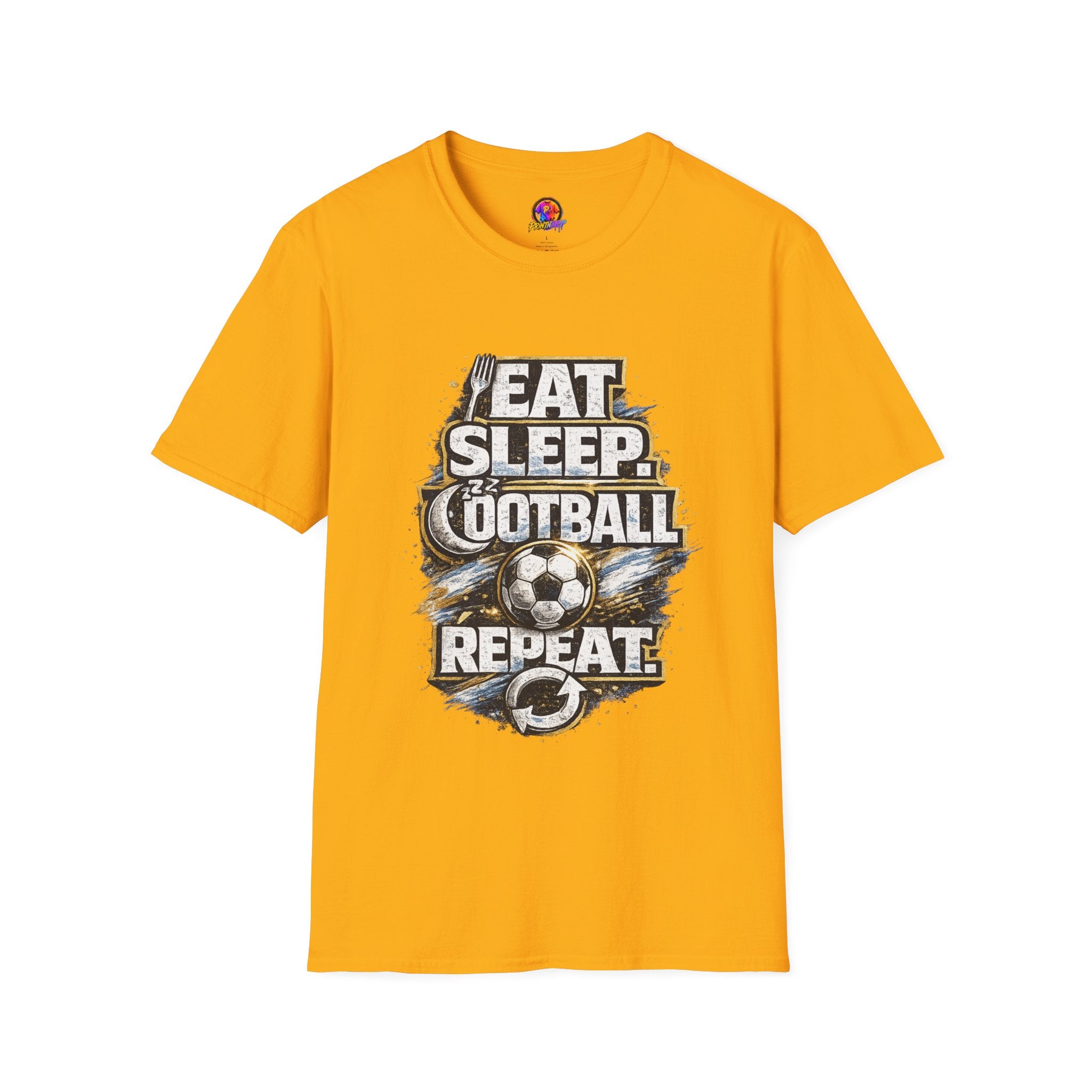 Football 'Eat Sleep Football Repeat' T-Shirt — Vintage Soccer Fan Tee