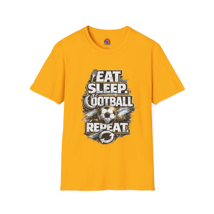 Football 'Eat Sleep Football Repeat' T-Shirt — Vintage Soccer Fan Tee