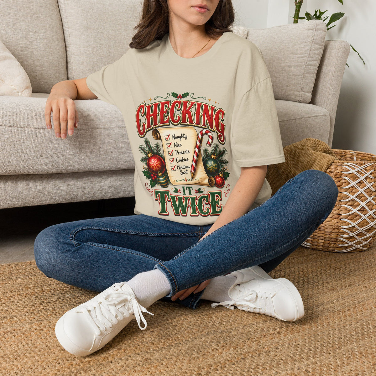 Checking It Twice Christmas T-Shirt — Naughty or Nice Holiday Tee