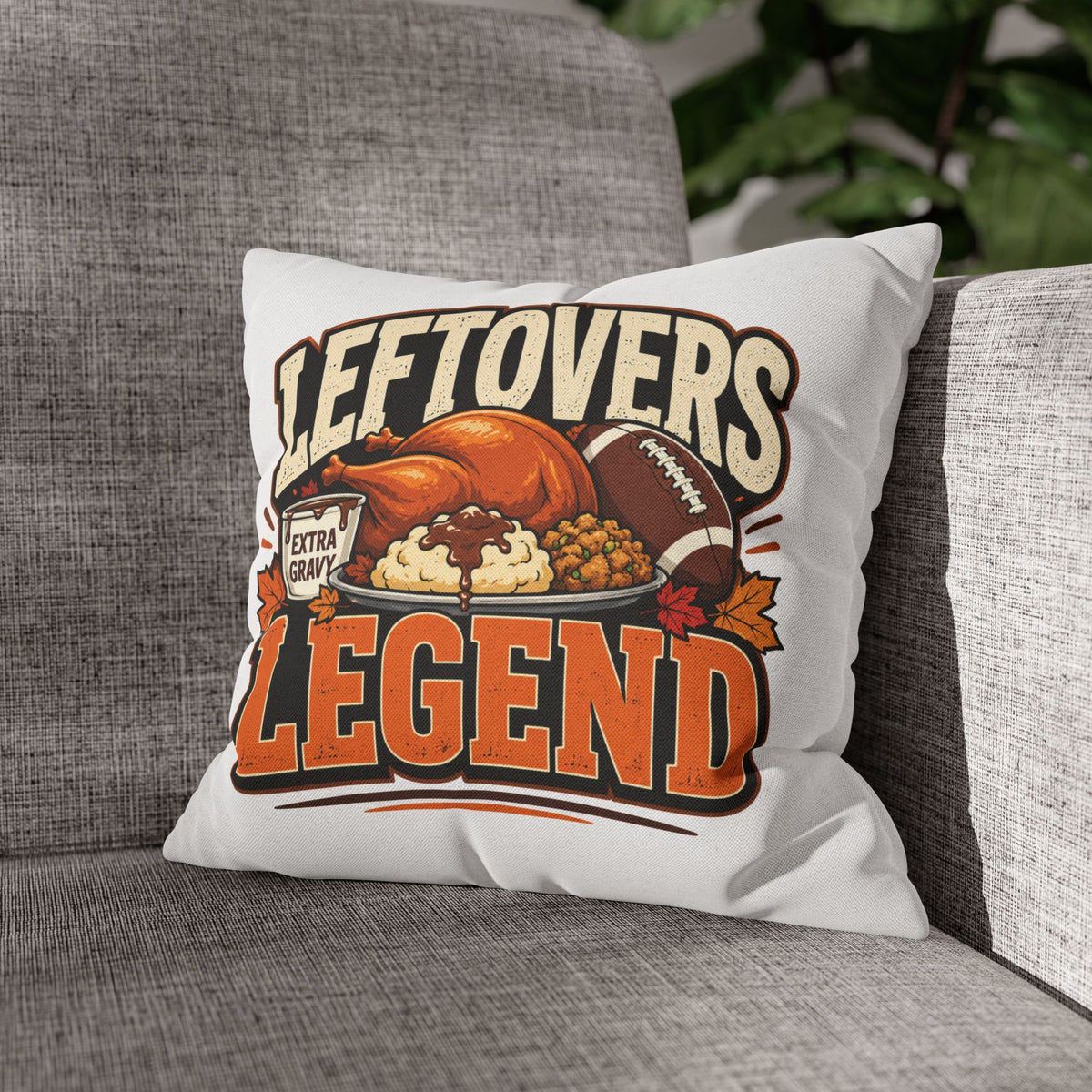 Thanksgiving Leftovers Legend Pillow — Thanksgiving Football Turkey Throw Pillowcase