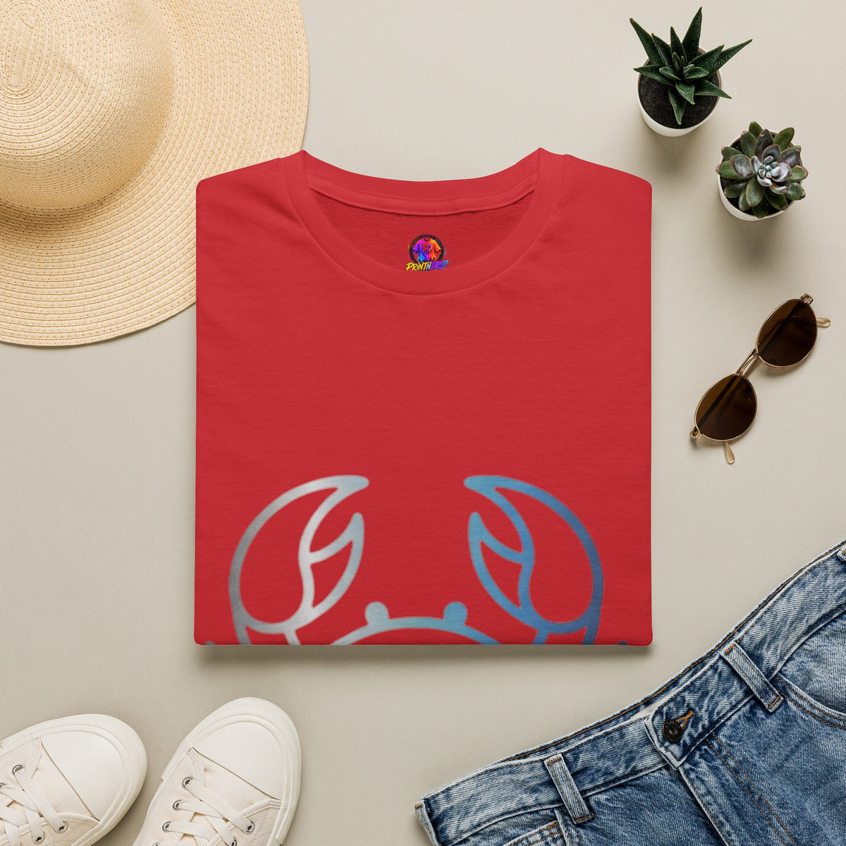 Cancer Zodiac Crab Graphic T-Shirt — Minimal Coastal Zodiac Summer Tee