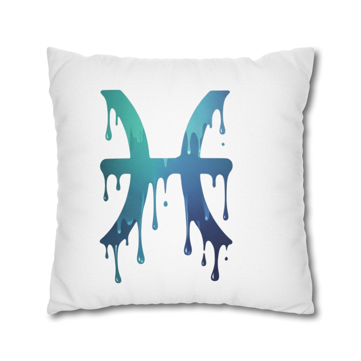 Pisces Drip Zodiac Pillowcase — Blue Gradient Astrological Accent