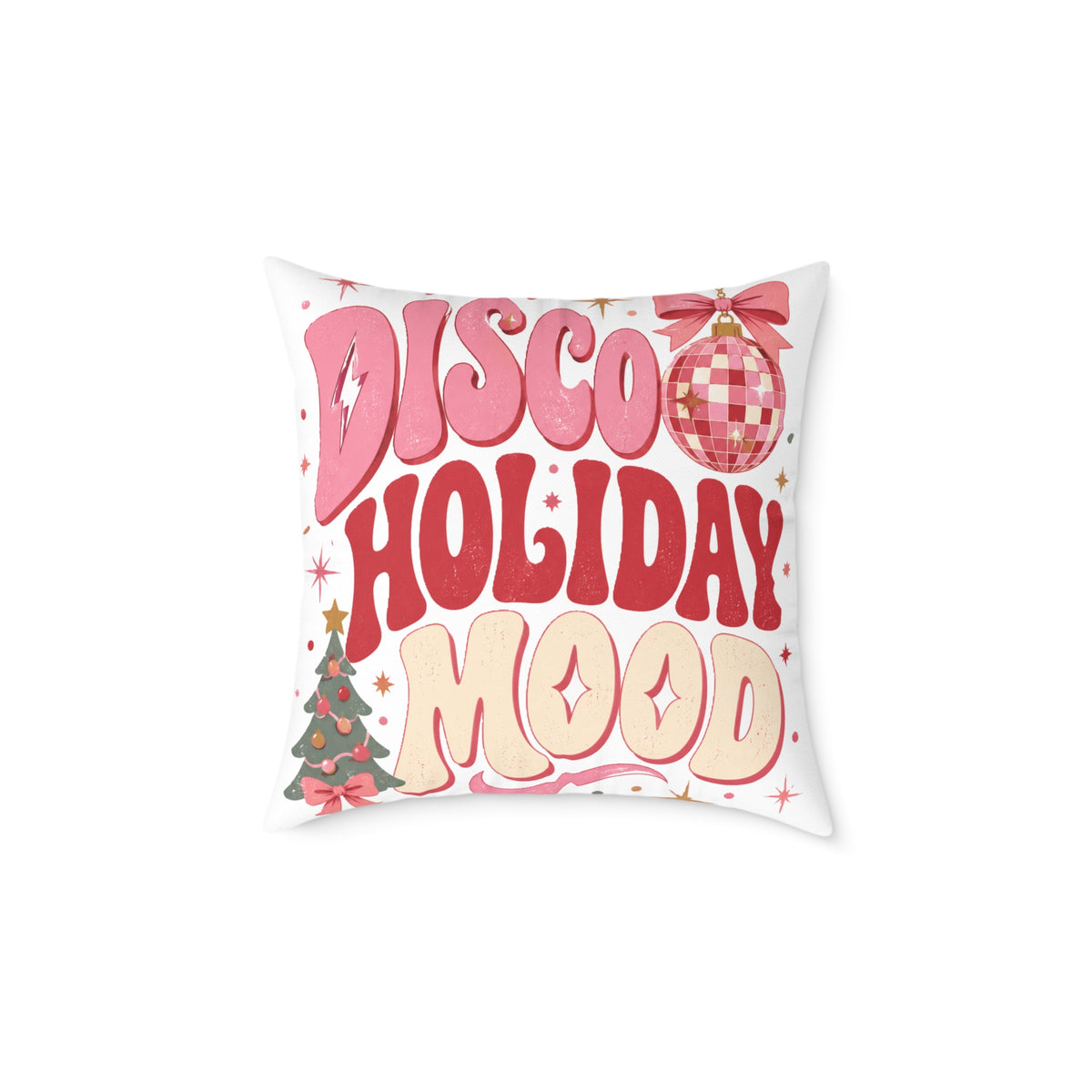 Modern Day Christmas Disco Holiday Mood Square Poly Canvas Pillow