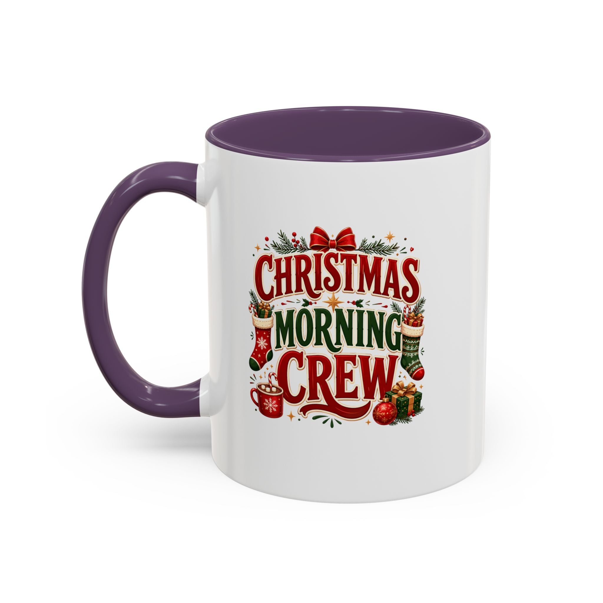 Christmas Morning Crew Accent Coffee Mug – Holiday Coffee Cup