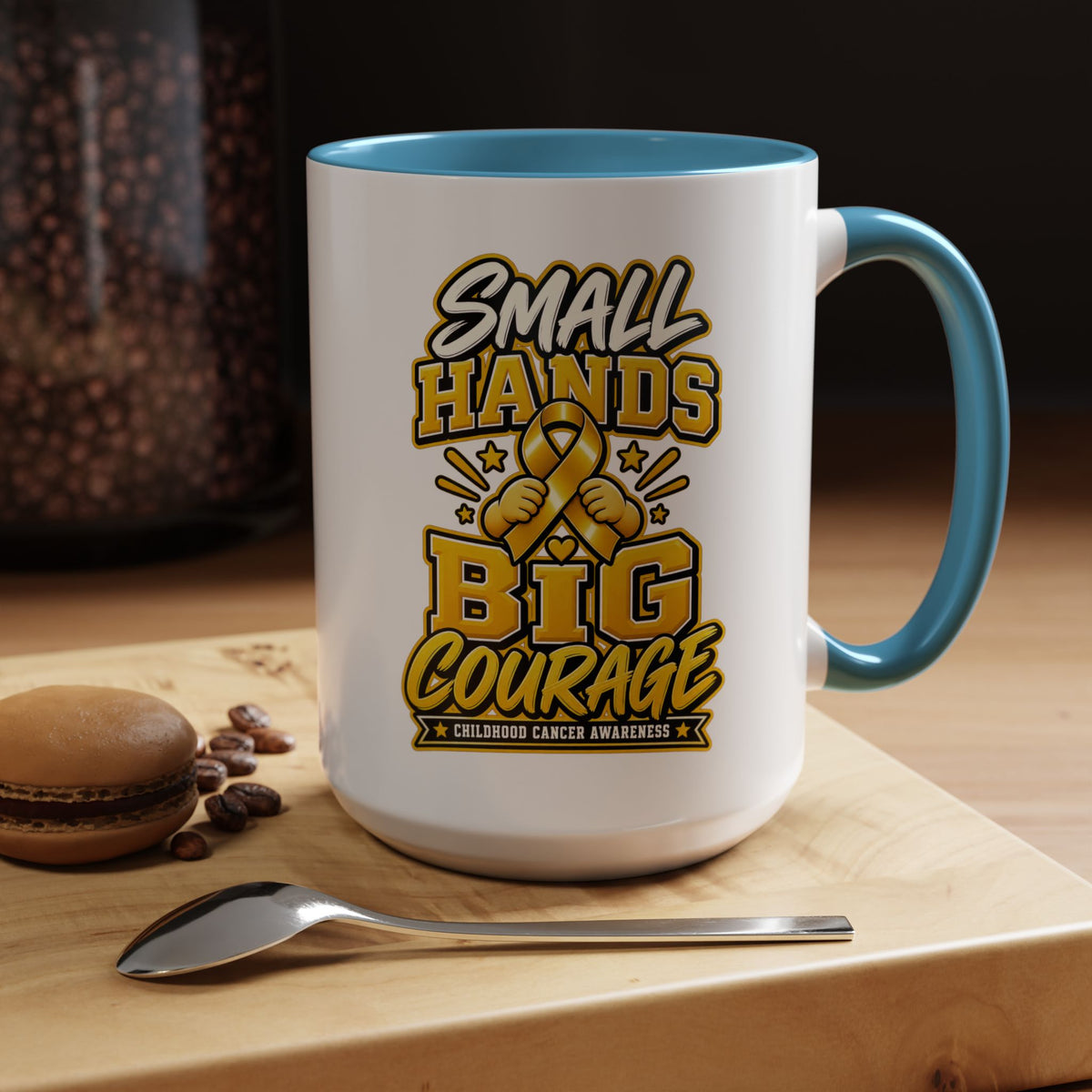 Coffee Mug - "Small Hands Big Courage" Childhood Cancer Awareness Accent Mug