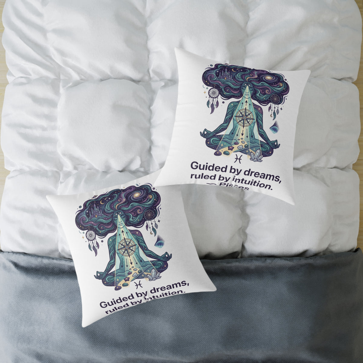 Pisces Zodiac Guided By Dreams Square Poly Canvas Pillow