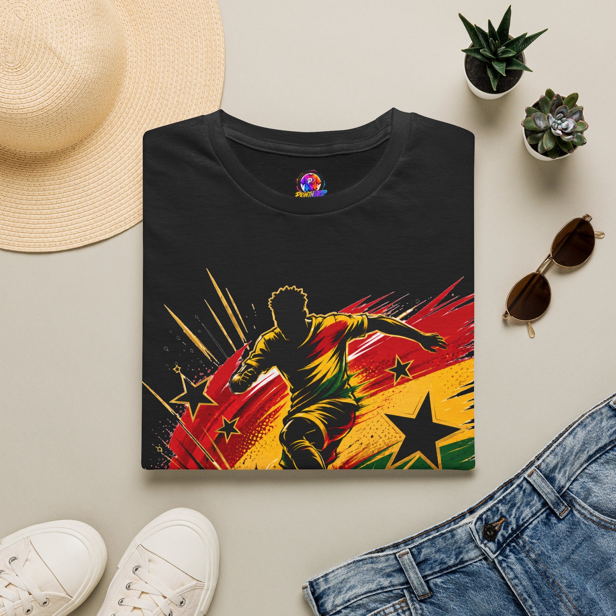 Ghana Star Power Soccer T-Shirt — Afro Football Fan Tee - Ghana T-Shirt