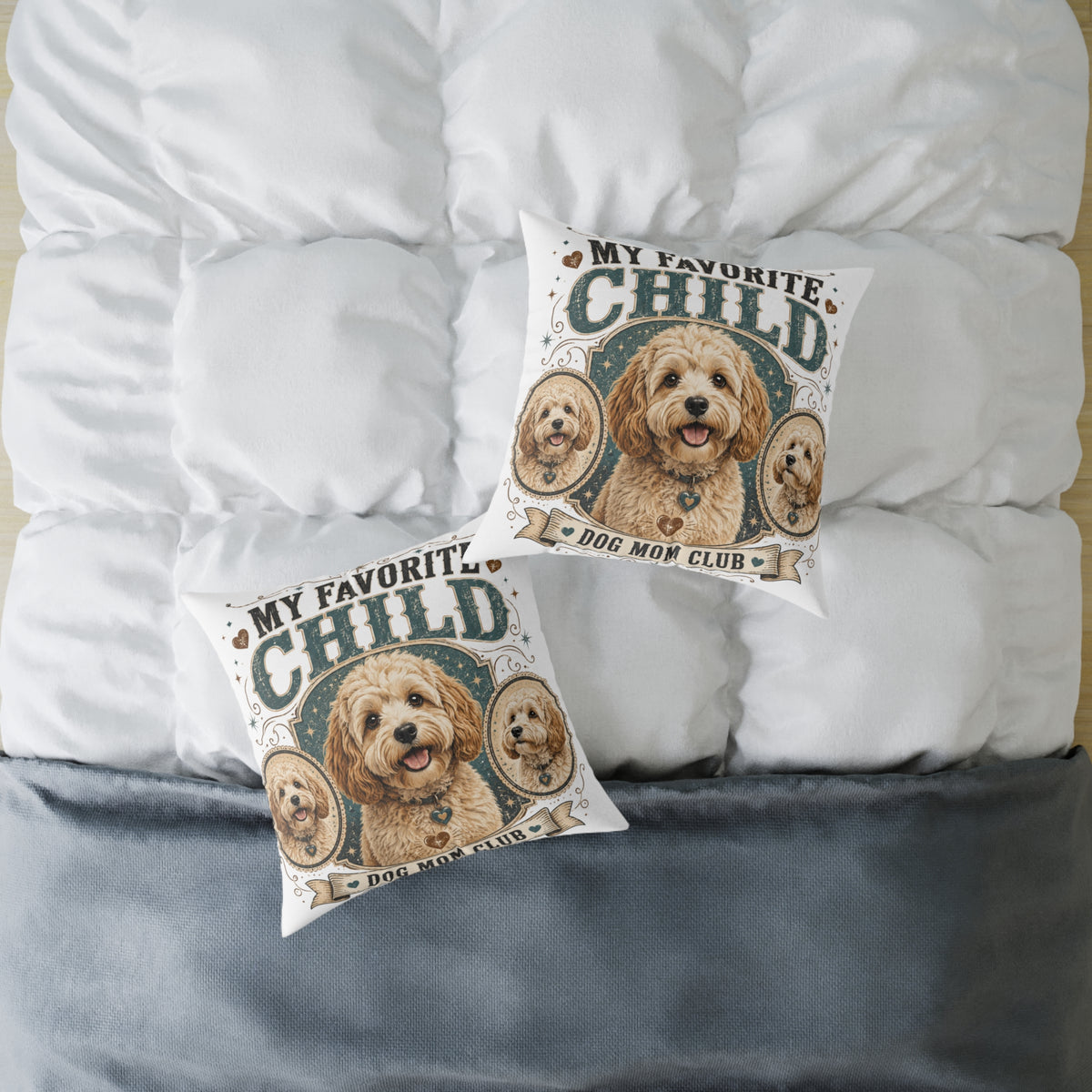 Milo Bailey Dog Dad Mom Square Pillow — "My Favorite Child" Dog Face Throw Pillow (Funny Pet Mom Gift)