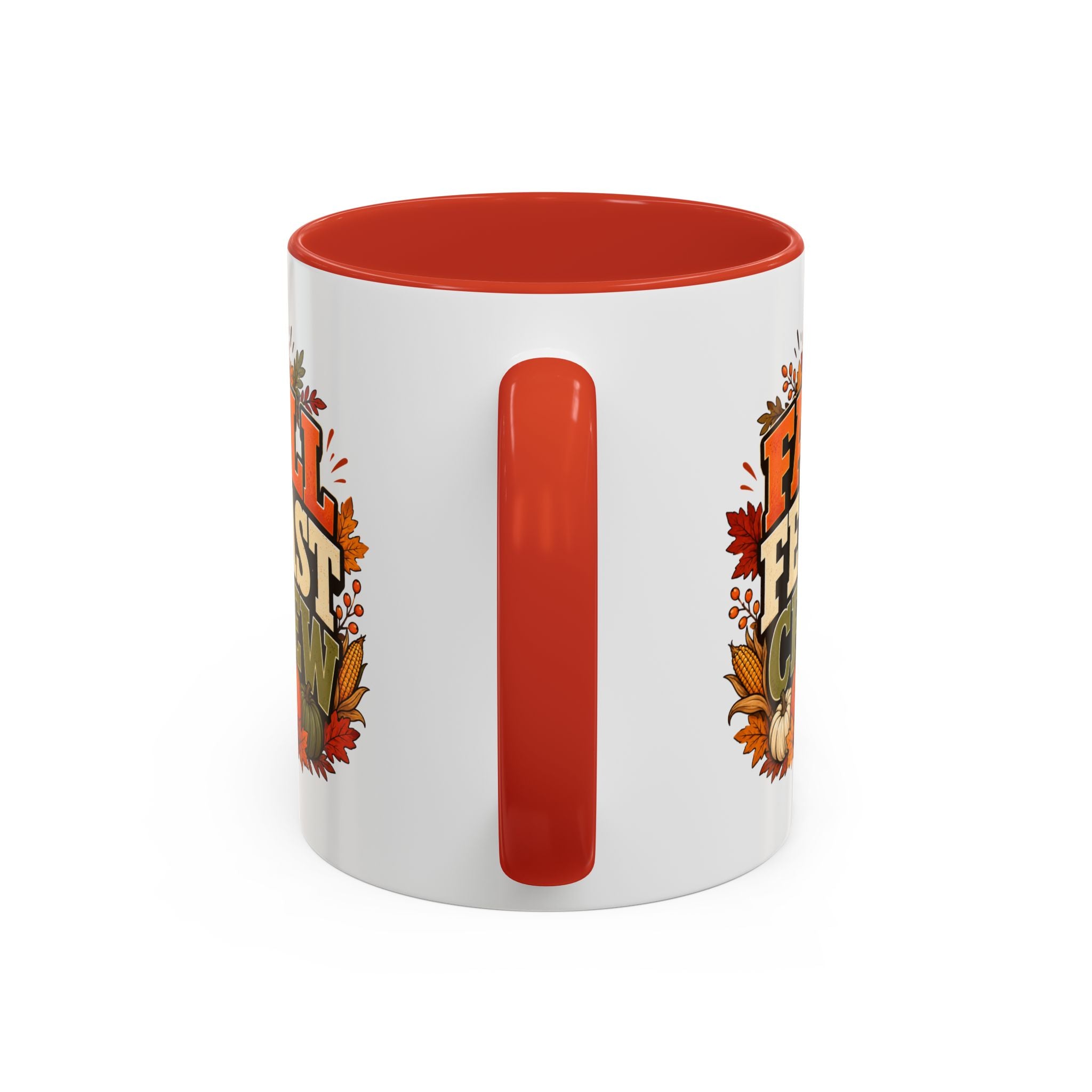 Thanksgiving Mug Fall Feast Crew Coffee Mug — Thanksgiving Pumpkin Autumn Leaves Accent Mug