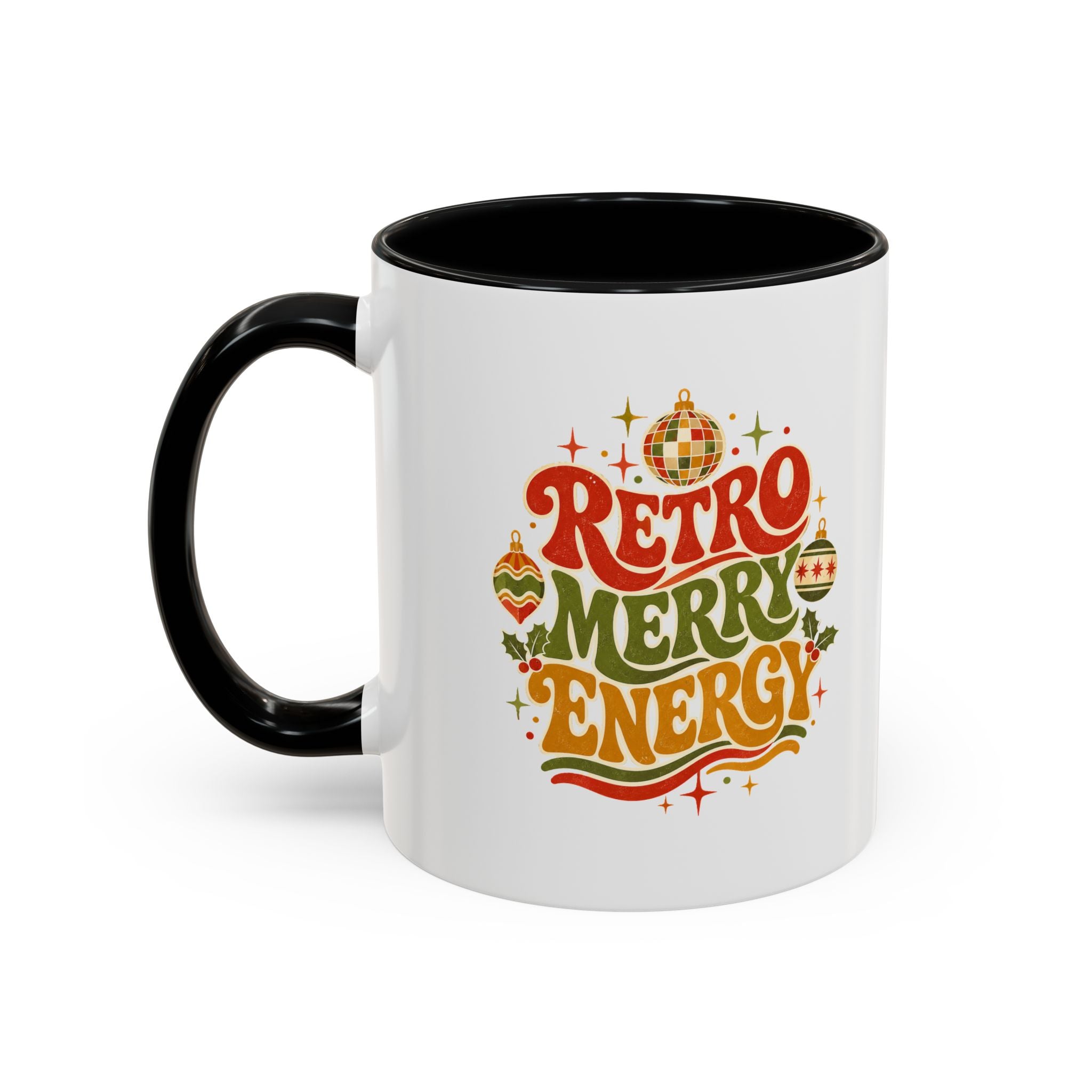 Modern Day Christmas Retro Merry Energy Coffee Mug — Festive 70s Holiday Design