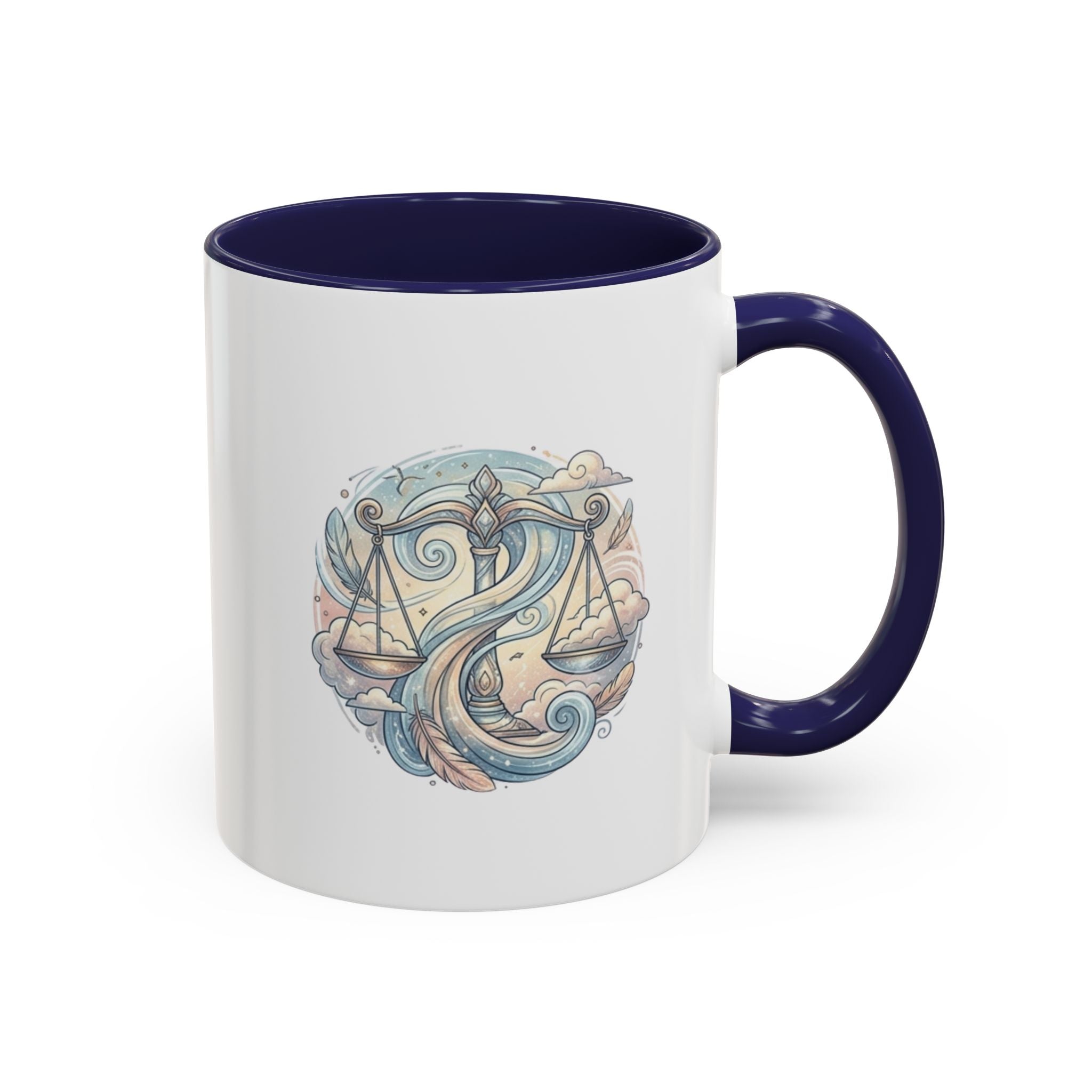 Libra Zodiac Coffee Mug — Balance Scales Astrological Accent Mug