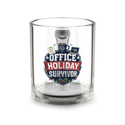 Modern Day Christmas Glass Mug  10ozGlass Mug — "Office Holiday Survivor" Festive Coffee Mug for Coworkers & Secret Santa