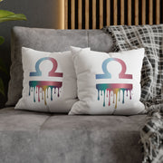 Libra Zodiac Drip Pillowcase — Colorful Astrology Square Throw Pillow