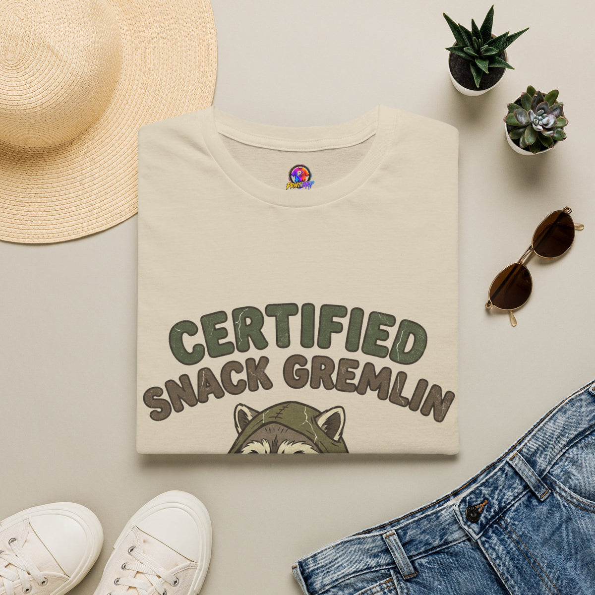 Certified Snack Gremlin T-Shirt — Funny Raccoon Snack Lover Tee