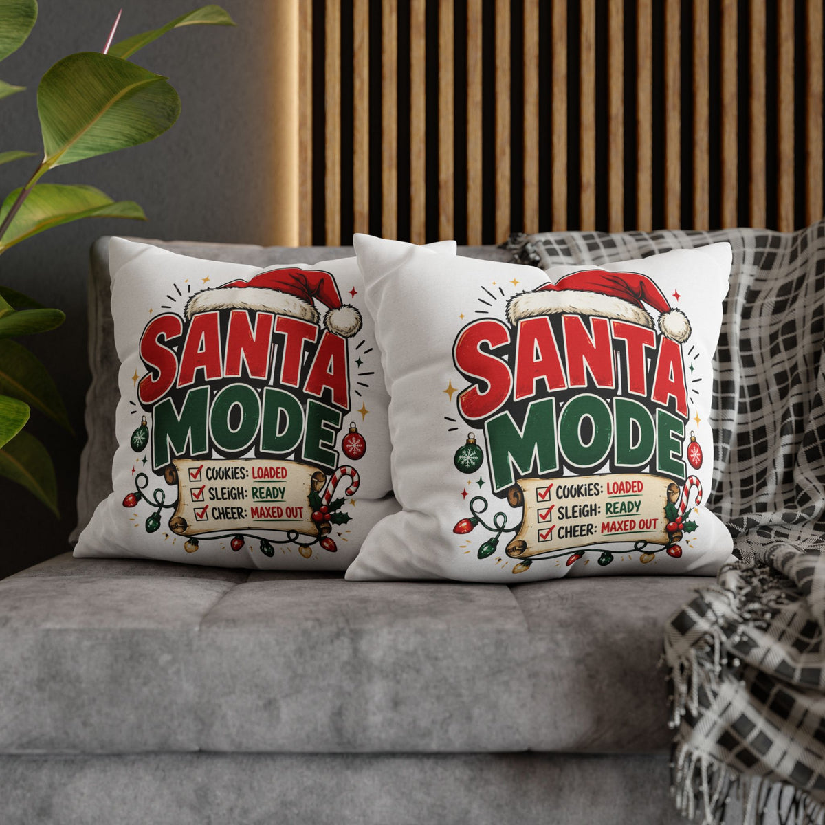 Christmas Santa Mode Holiday Throw Pillow — 'Santa Mode' Festive Decorative Pillowcase