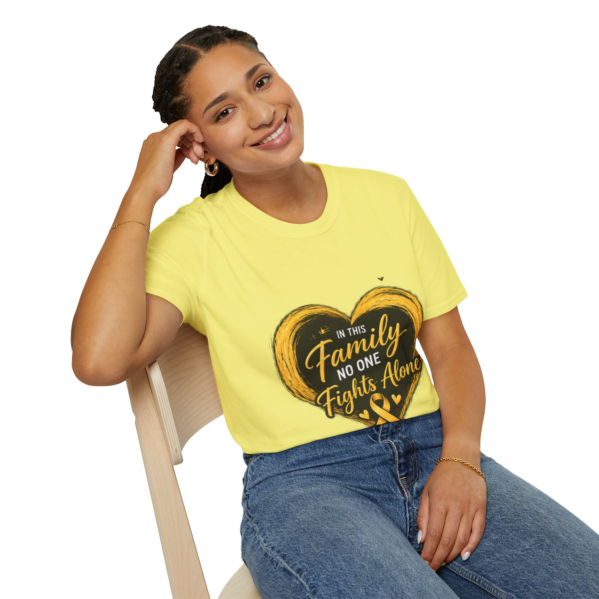 Childhood Cancer Awareness T-Shirt — "In This Family No One Fights Alone"
