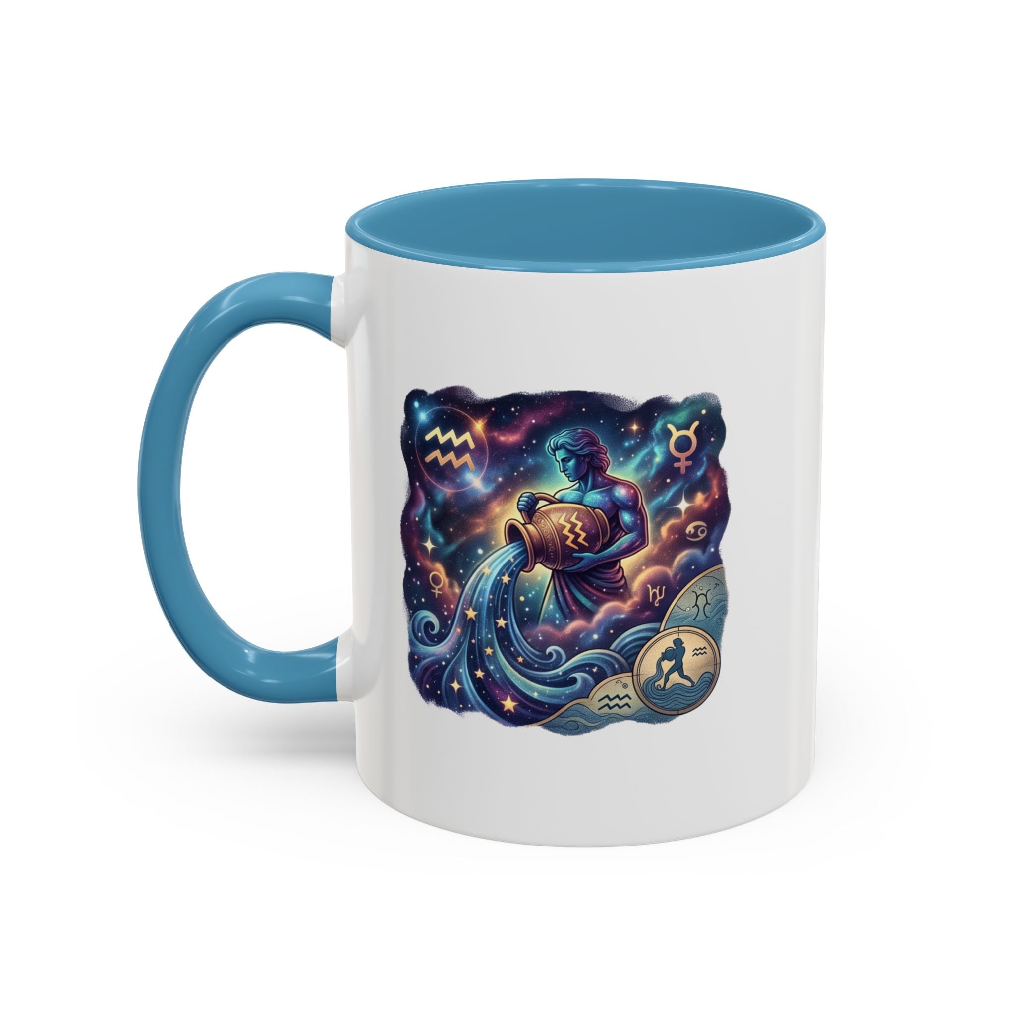 Aquarius Zodiac Coffee Mug — Celestial Water Bearer Accent Mug