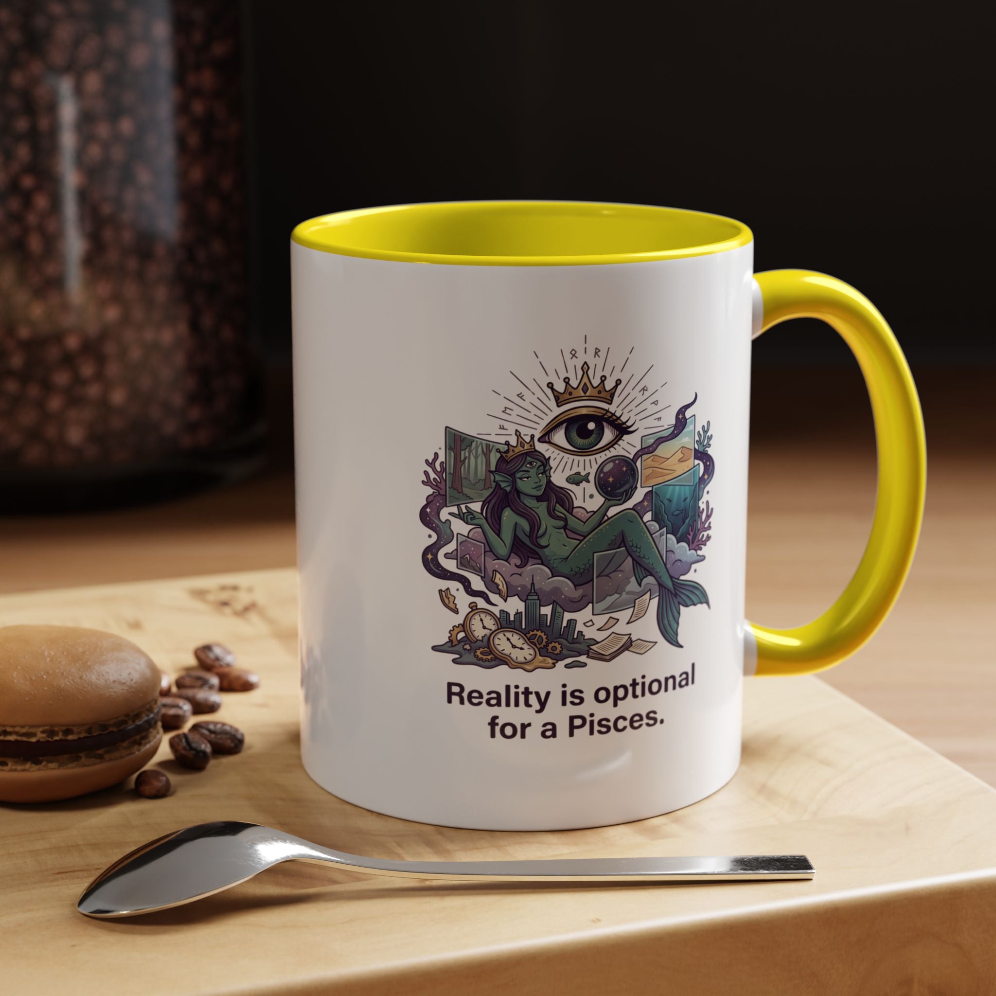 Pisces Zodiac Coffee Mug — "Reality is Optional for a Pisces" Accent Mug