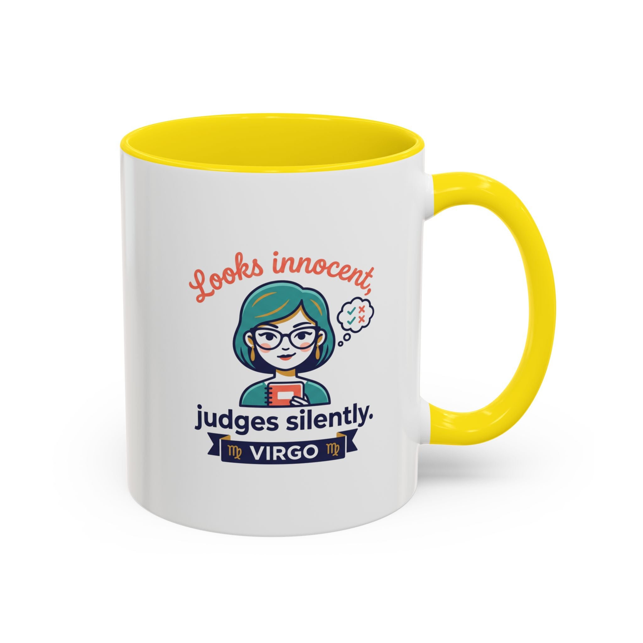 Virgo Accent Coffee Mug - "Looks Innocent, Judges Silently" Zodiac Astrology Gift