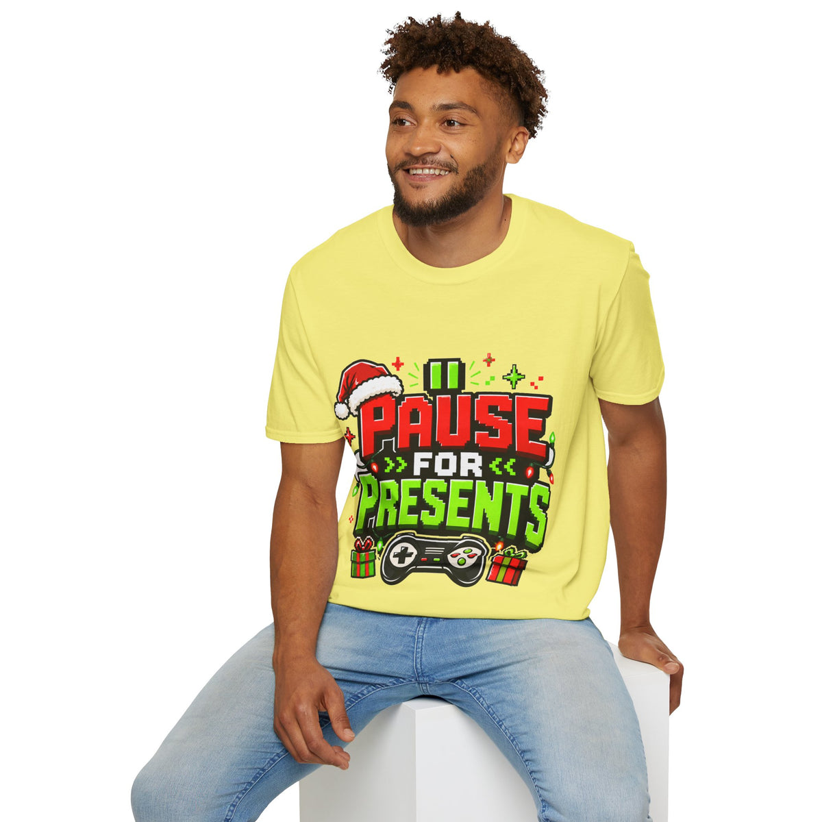 T-Shirt — "Pause for Presents" Christmas Gamer Tee