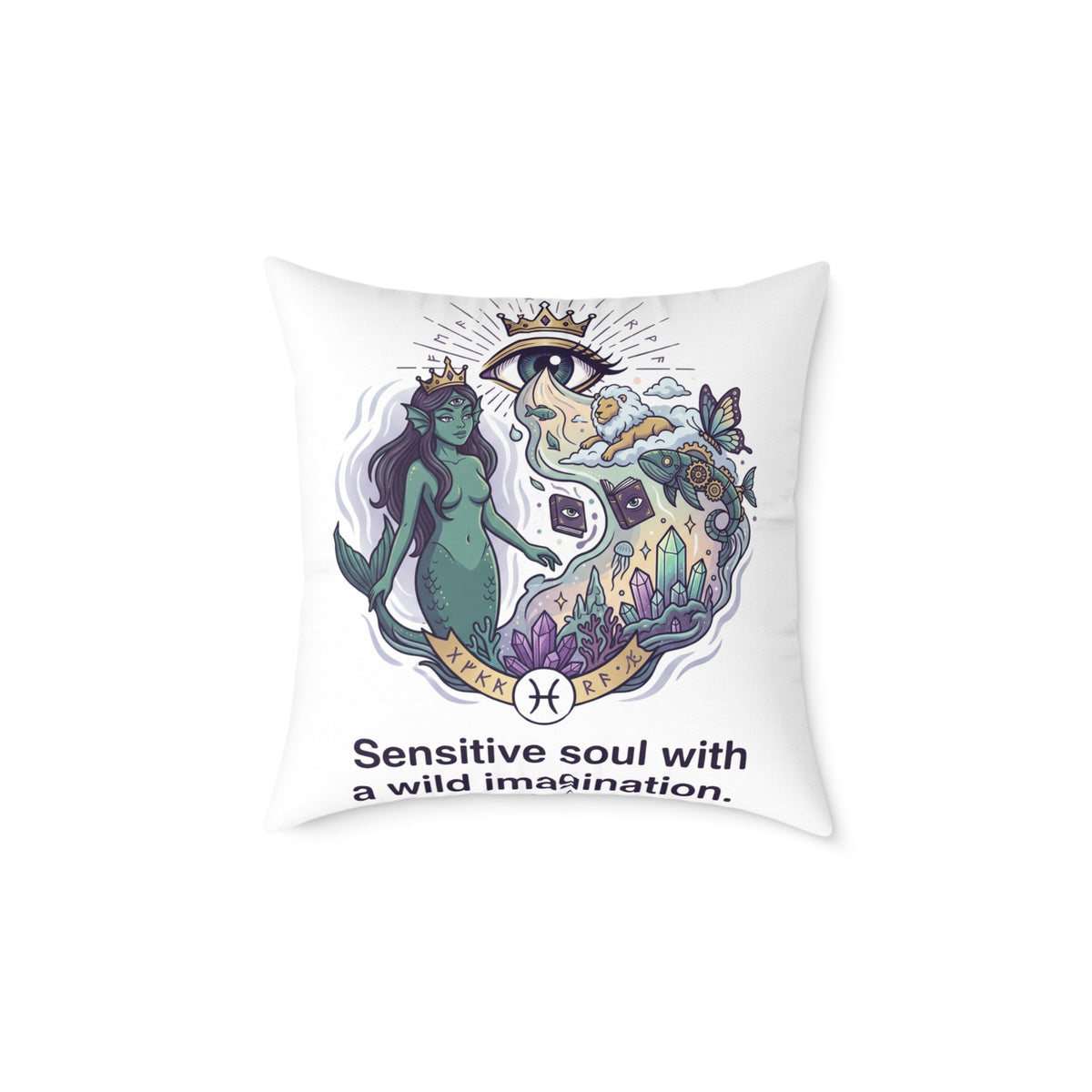 Pisces Zodiac Sensitive Soul With A Wild Imagination Square Poly Canvas Pillow