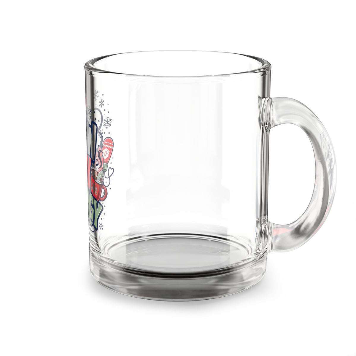 Christmas Glass Mug 10 oz Snow Day Energy Glass Mug — 10oz Winter Coffee Cup