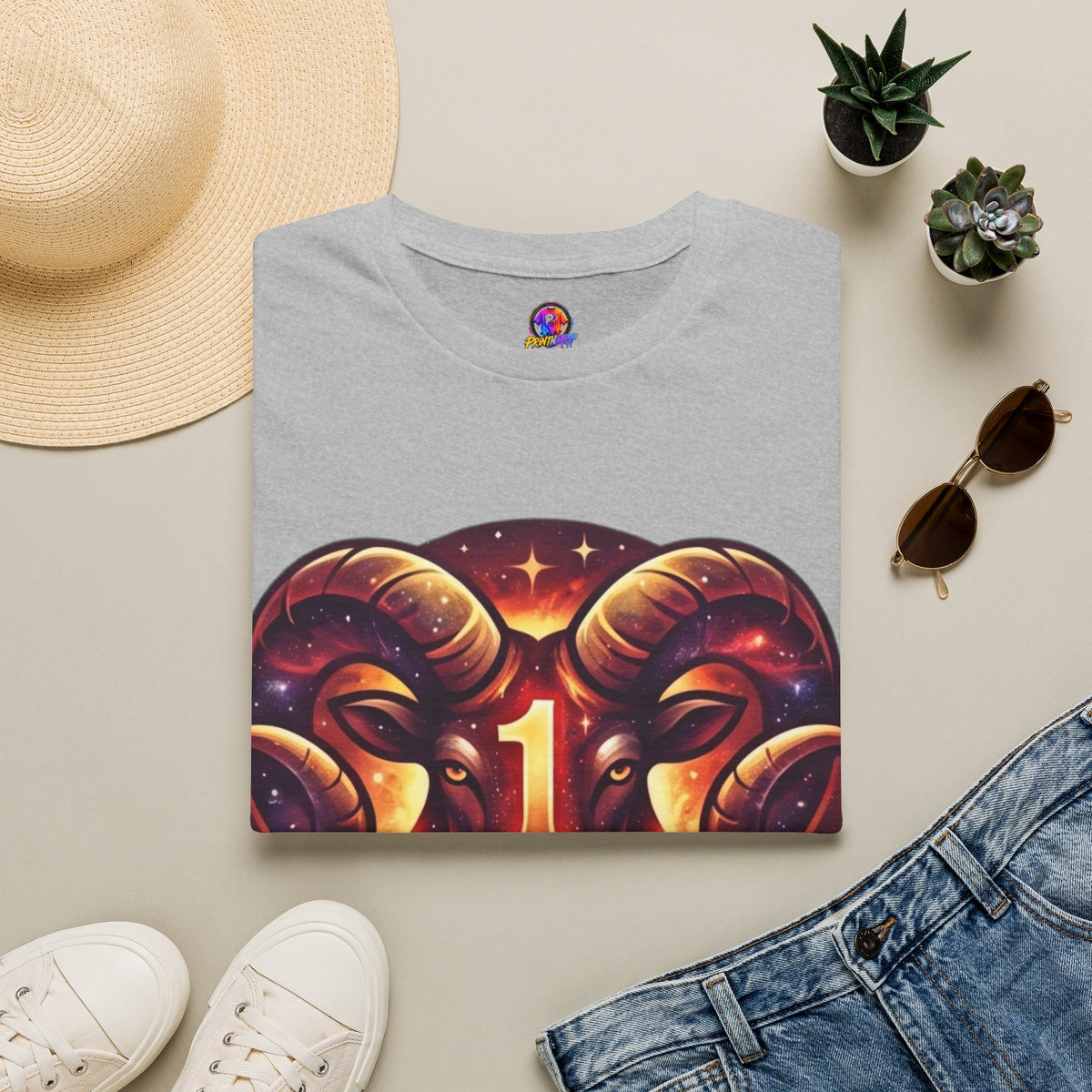 Aries Zodiac Ram Graphic T-Shirt — 'First in the Zodiac' Astrology Tee