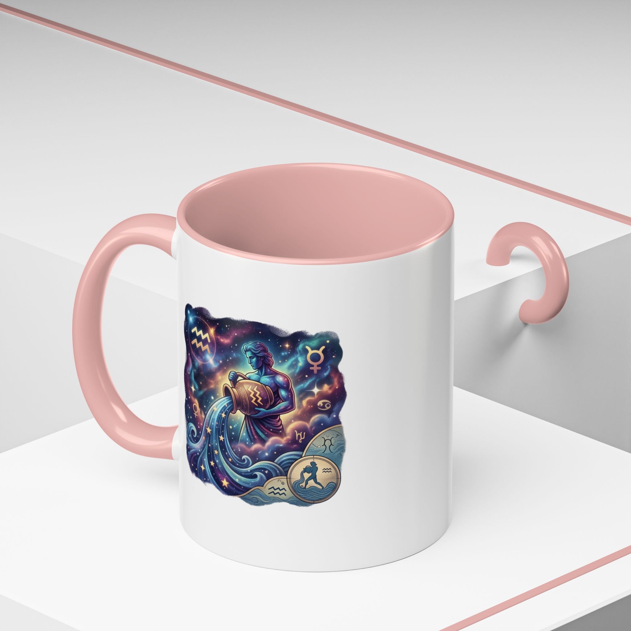 Aquarius Zodiac Coffee Mug — Celestial Water Bearer Accent Mug