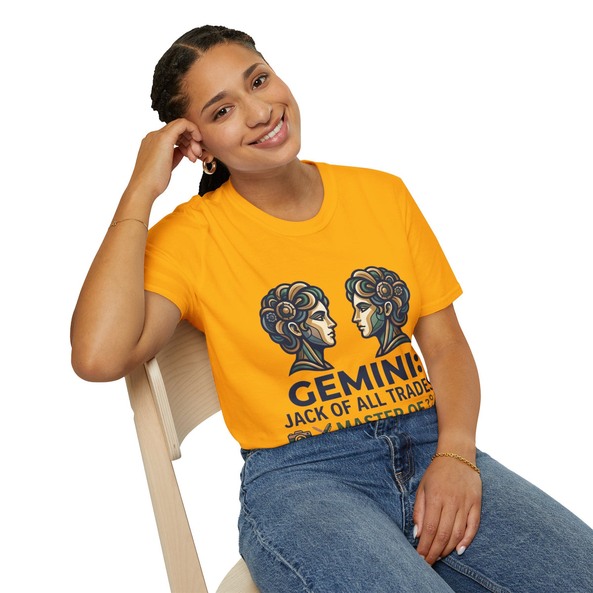 Gemini Zodiac T‑Shirt — Vintage Twins Astrology Tee ("Gemini: Jack of All Trades")