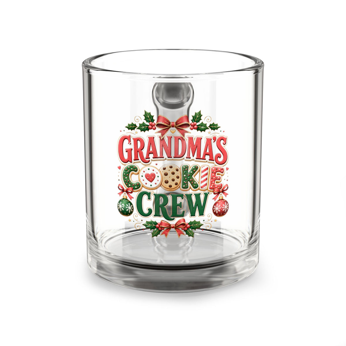 Christmas Glass Mug 10 oz Glass Mug — Grandma's Cookie Crew Christmas Glass Coffee Mug