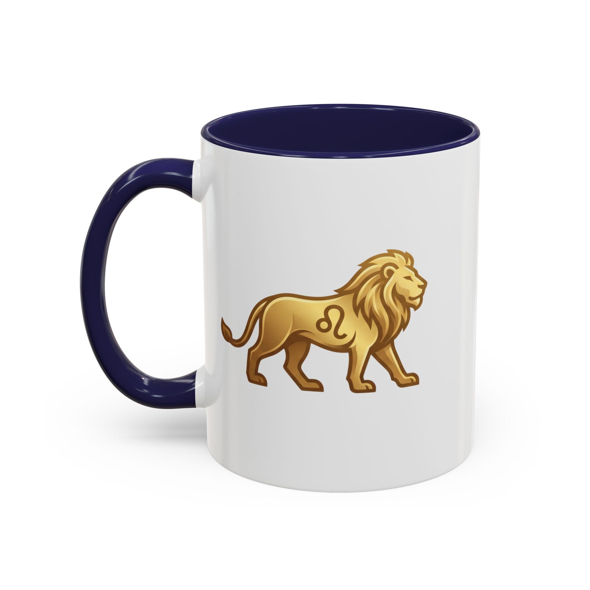 Leo Zodiac Coffee Mug — Gold Lion Accent Mug for Astrology Lovers