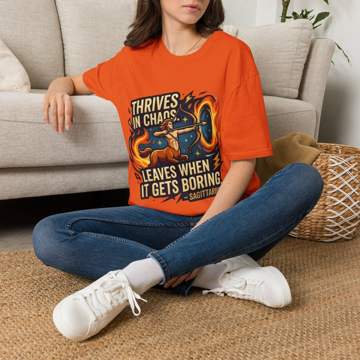 Sagittarius Archer T‑Shirt — "Thrives in Chaos" Zodiac Fire Sign Tee