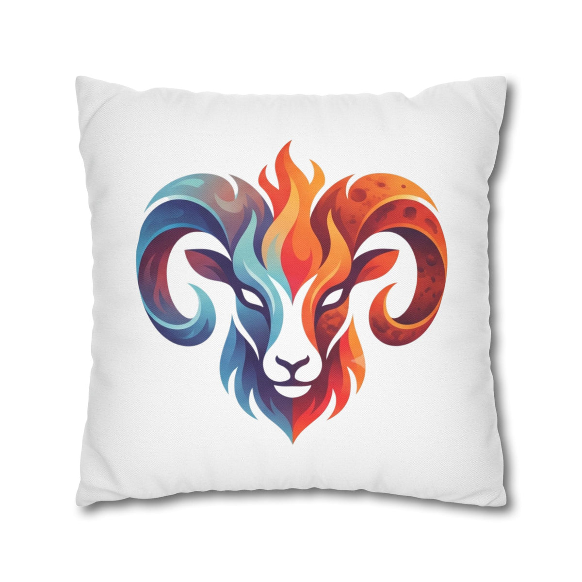 Aries Ram Flame Art Pillowcase — Colorful Zodiac Throw Pillow Cover