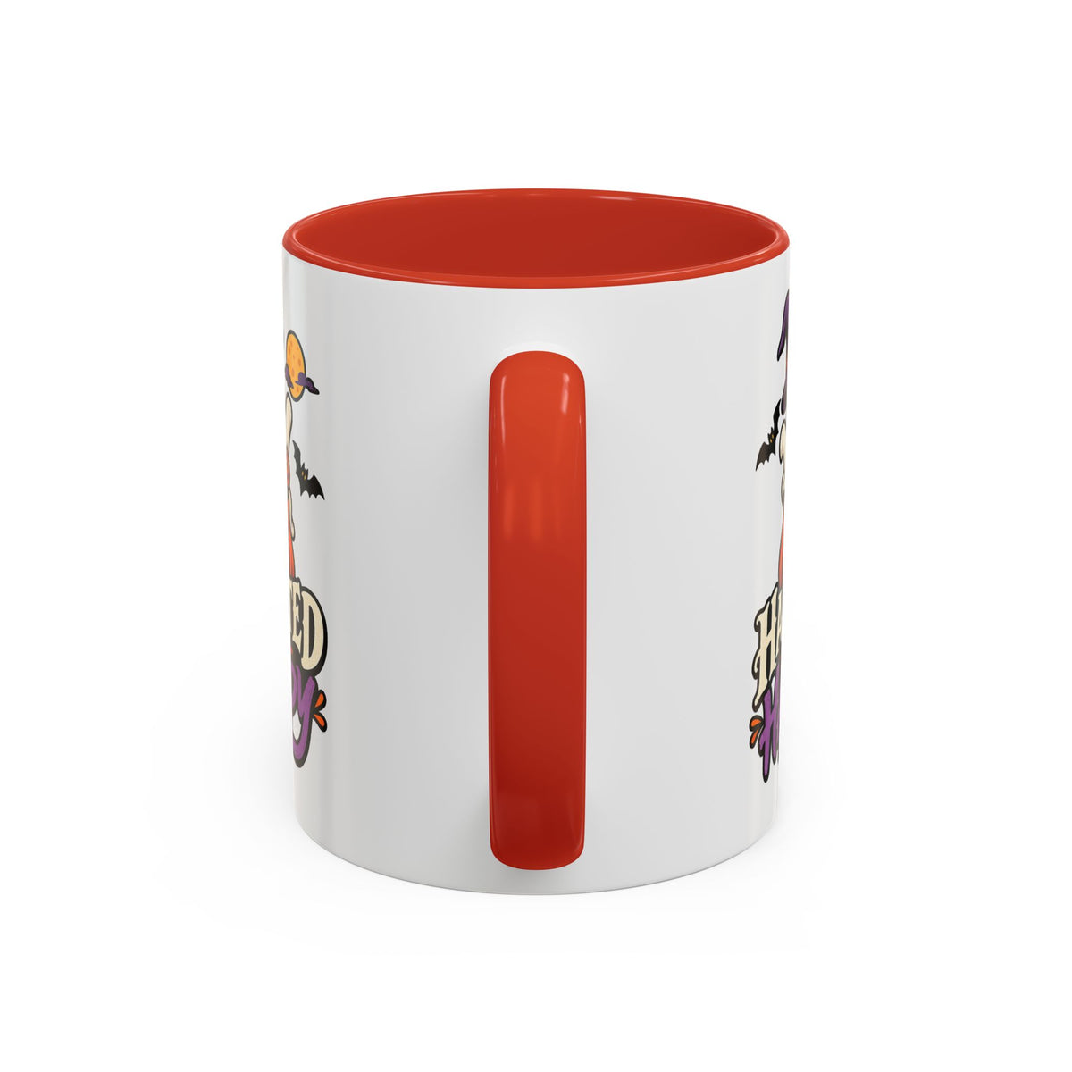 Haunted But Happy Coffee Mug — Halloween Ghost Pumpkin Accent Mug (11/15oz)