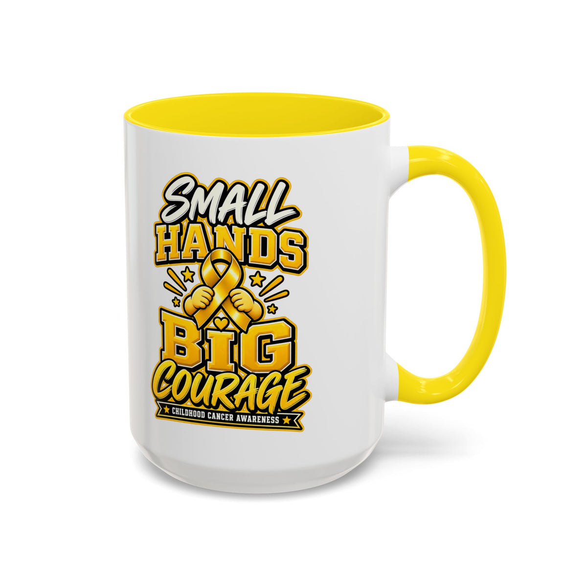 Coffee Mug - "Small Hands Big Courage" Childhood Cancer Awareness Accent Mug
