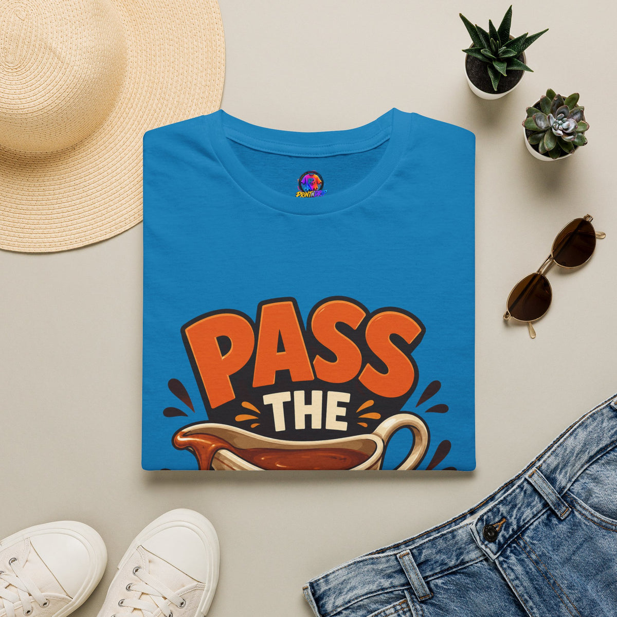 Thanksgiving T-Shirt Pass the Gravy T-Shirt — Funny Thanksgiving Turkey Dinner Tee