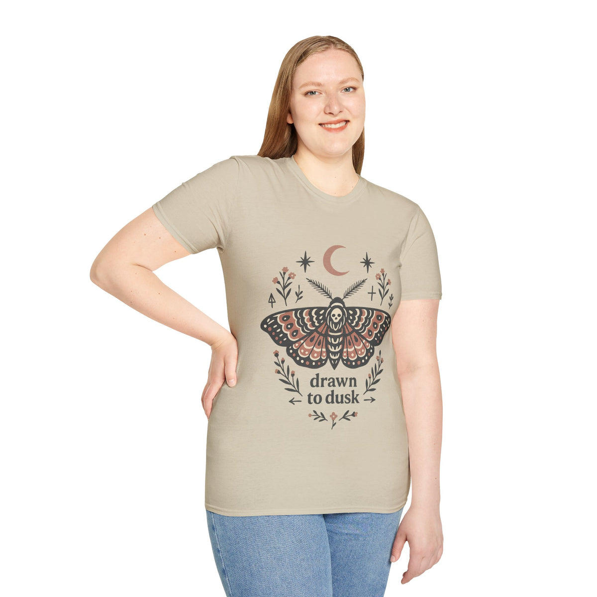 Mystic Moth T-Shirt — Crescent Moon & Floral Boho Graphic - Trending Now- August 2026