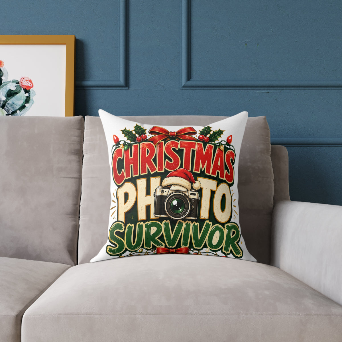 Christmas Photo Survivor Pillow — Holiday Camera Photographer Gift