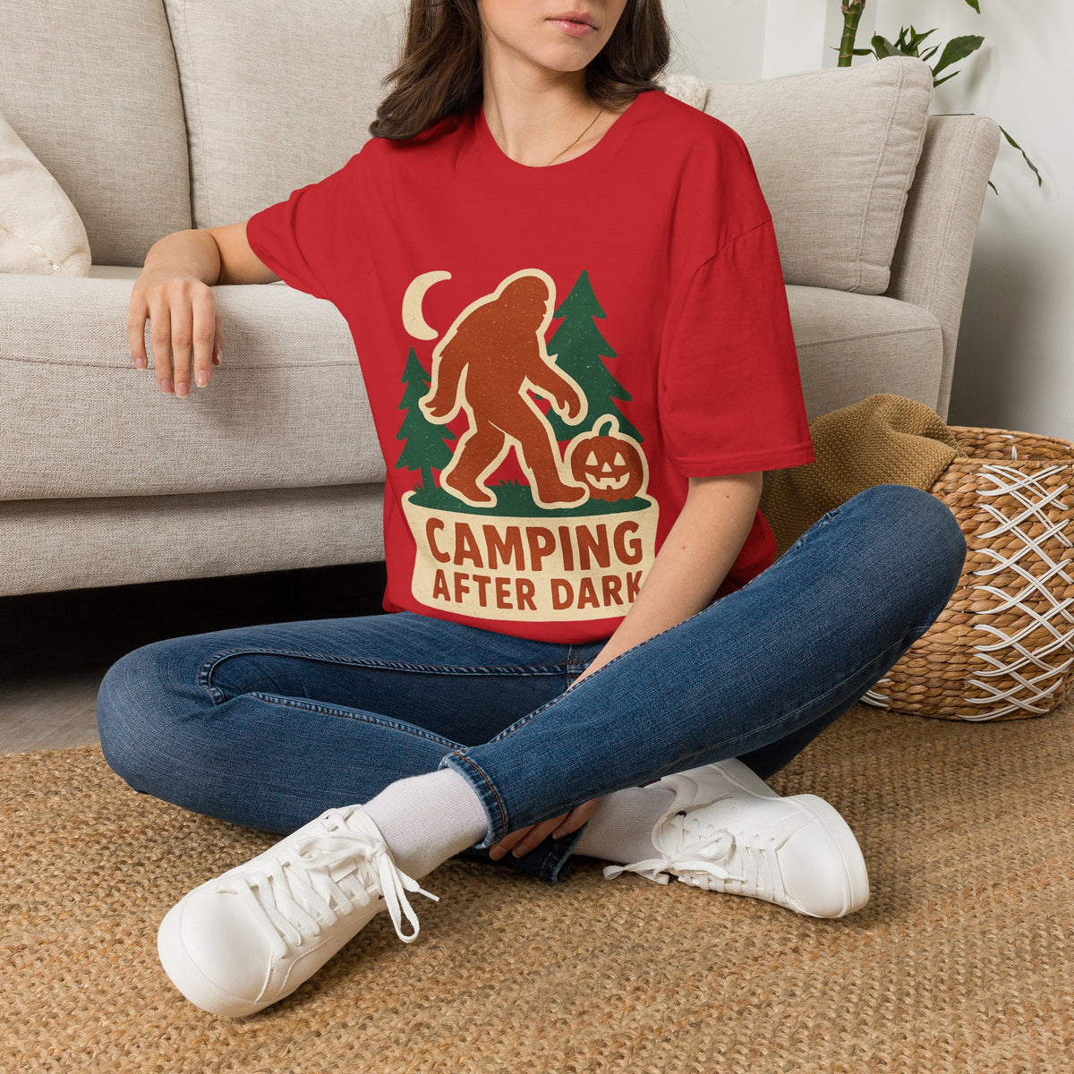 Camping After Dark T‑Shirt — Retro Bigfoot Camp Graphic Tee - Trending Now - August 2026