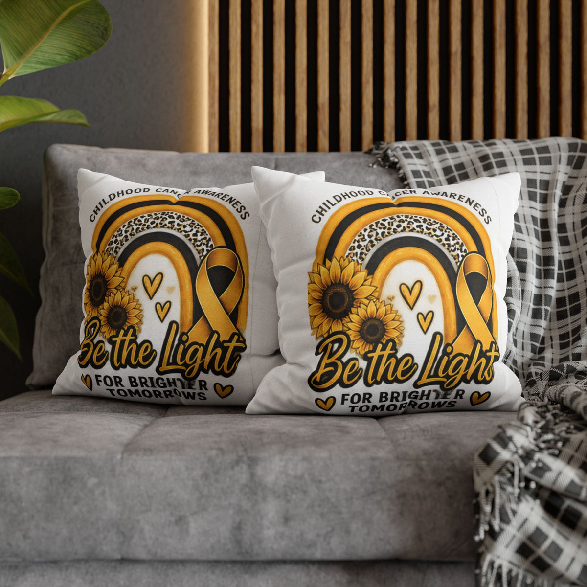 Childhood Cancer Awareness Pillowcase — "Be the Light for Brighter Tomorrows"