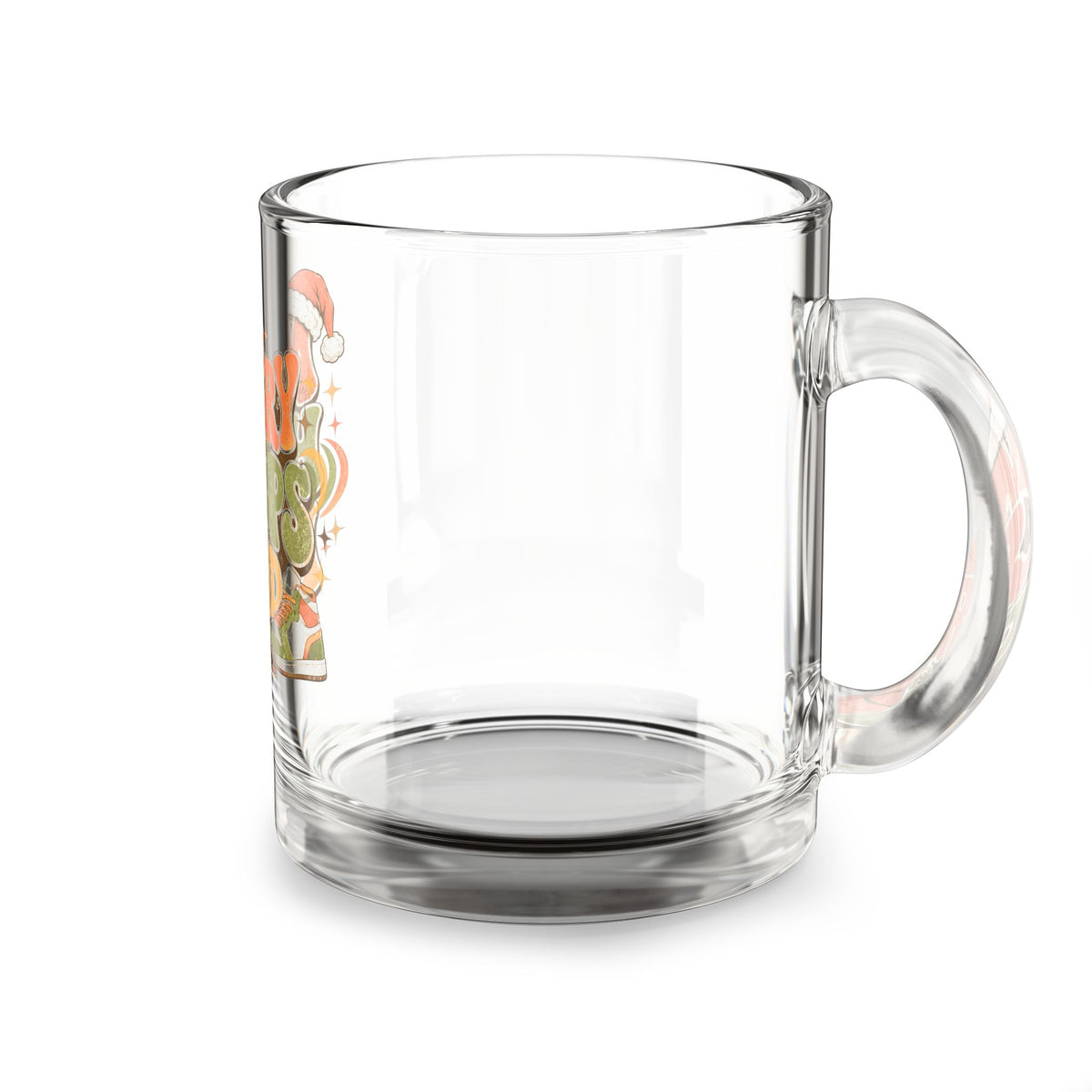Modern Day Christmas Glass Mug  10oz Glass Mug — "Merry Hoops Mood" Holiday Basketball Coffee Cup