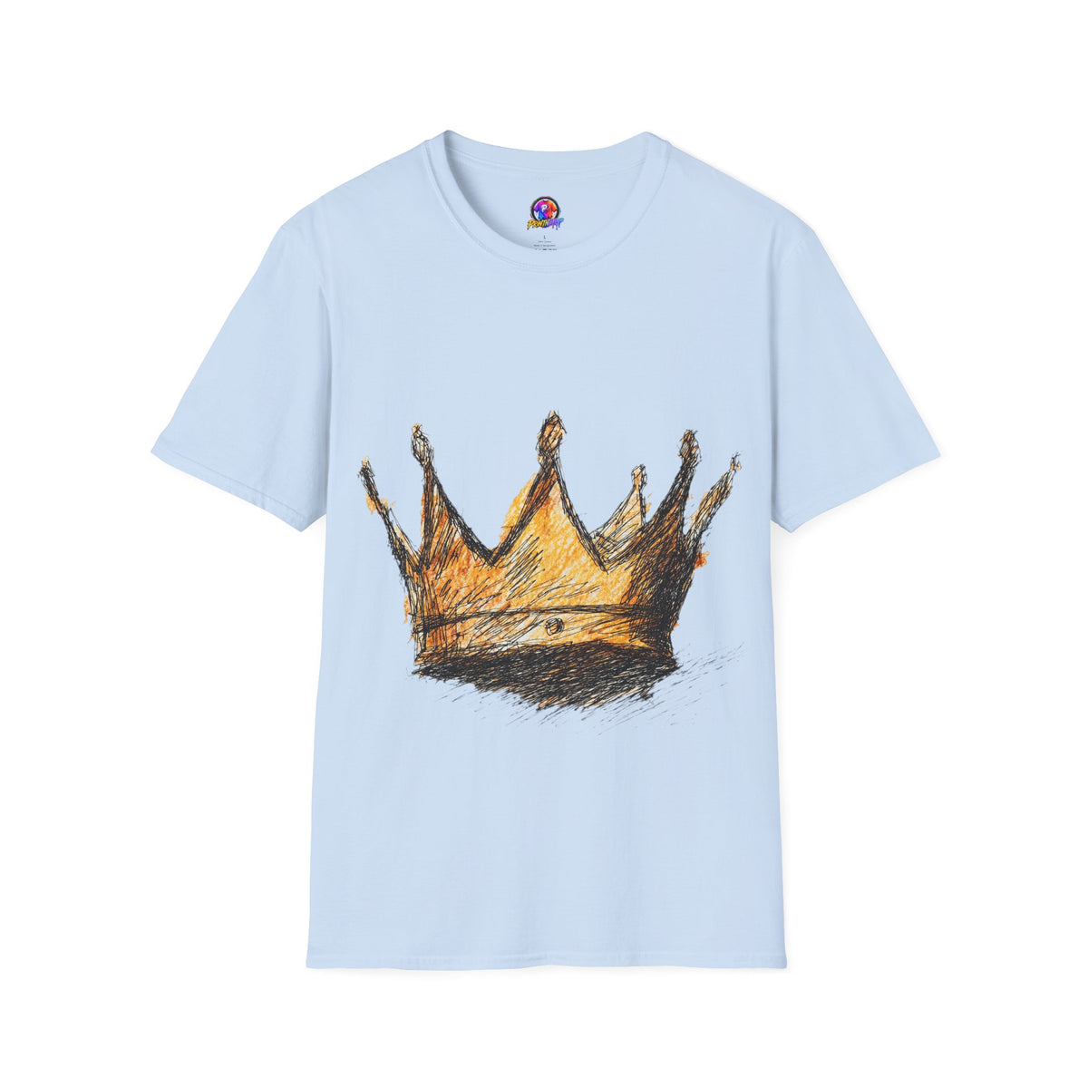 Crowned Sketch T‑Shirt — Hand‑Drawn Gold Crown Graphic Tee
